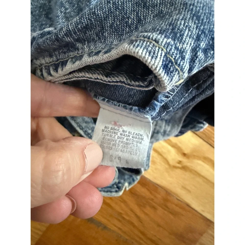 Vtg Oshkosh B'Gosh Vestbak 6-9 M Denim Bib Bubble Romper Overalls USA Stone Wash